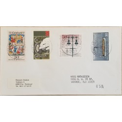 J) 1987 GERMANY, BOAT, MULTIPLE STAMPS, AIRMAIL, CIRCULATED COVER, FROM GERMANY TO USA