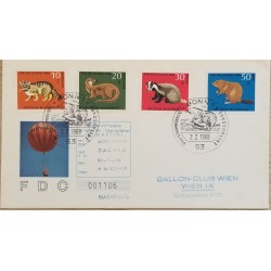 J) 1968 GERMANY, ANIMALS, AIR BALLOON, MULTIPLE STAMPS, AIRMAIL, CIRCULATED COVER, FROM GERMANY TO VIENA