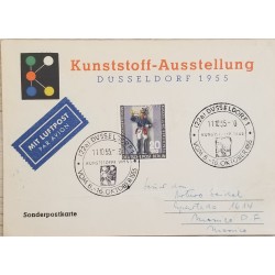 J) 1955 GERMANY, PLASTIC EXHIBITION, SOLDIER, AIRMAIL, CIRCULATED COVER, FROM GERMANY TO MEXICO