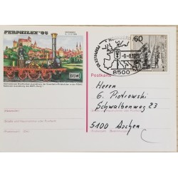J) 1985 GERMANY, RAILWAY, POSTCARD, AIRMAIL, CIRCULATED COVER, FROM GERMANY