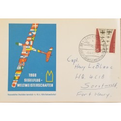 J) 1960 GERMANY, WORLD SPEED CHAMPIONSHIP, AIRPLANE, MAP, AIRMAIL, CIRCULATED COVER, FRO GERMANY TO SOESTWESTF