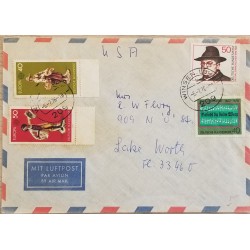 J) 1979 GERMANY, EUROPA CEPT, MUSICAL NOTES, MULTIPLE STAMPS, AIRMAIL, CIRCULATED COVER, FROM GERMANY