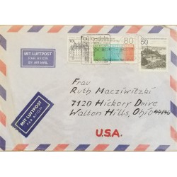 J) 1983 GERMANY, CASTLE, LANDSCAPE, MULTIPLE STAMPS, AIRMAIL, CIRCULATED COVER, FROM GERMANY TO USA