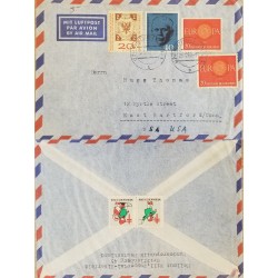 J) 1960 GERMANY, EUROPA CEPT, TB SEALS, MULTIPLE STAMPS, AIRMAI, CIRCULATED COVER, FROM GERMANY TO USA