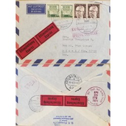 J) 1971 GERMANY, PRESIDENT GUSTAV HEINEMANN, MULTIPLE STAMPS, AIRMAIL, CIRCULATED COVER, FROM GERMANY TO USA