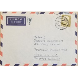 J) 1955 GERMANY, PRESIDENT THEODOR HESS, AIRMAIL, CIRCULATED COVER, FROM GERMANY TO MEXICO