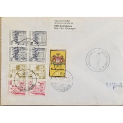 J) 1980 GERMANY, CASTLES, SHIELD, MULTIPLE STAMPS, AIRMAIL, CIRCULATED COVER, FROOM GERMANY