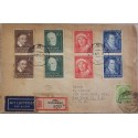 J) 1951 GERMANY, HELFER DER MENSCHHEIT, REGISTERED, MULTIPLE STAMPS, AIRMAIL, CIRCULATED COVER, FROM GERMANY TO USA