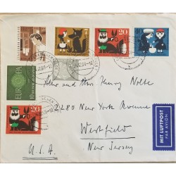 J) 1960 GERMANY, EUROPA CEPT, PRESIDENT THEODOR HESS, MULTIPLE STAMPS, AIRMAIL, CIRCULATED COVER
