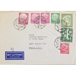 J) 1969 GERMANY, PRESIDENT THEODOR HESS, MULTIPLE STAMPS, AIRMAIL, CIRCULATED COVER, FROM GERMANY TO MEXICO