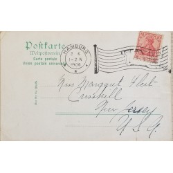 J) 1906 GERMANY, GERMANIA, UNIVERSAL POSTAL UNION, WITH SLOGAN CANCELLATION, AIRMAIL, CIRCULATED COVER, FROM GERMANY TO USA