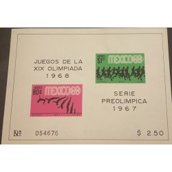 SL) 1967 MEXICO, GAMES OF THE XIX OLYMPIC, ATHLETICS, GYM, GREEN AND PINK, MNH
