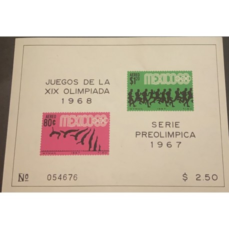 SL) 1967 MEXICO, GAMES OF THE XIX OLYMPIC, ATHLETICS, GYM, GREEN AND PINK, MNH