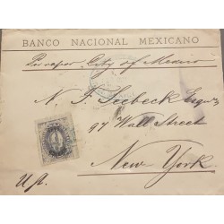 SL) 1890 MEXICO, NUMERAL 6 CENTAVOS, BANCO NACIONAL MEXICANO, CIRCULATED LETTER FROM MEXICO TO NEW YORK.