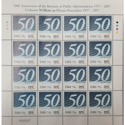 A) 2007, IRELAND, INSTITUTE OF PUBLIC ADMINISTRATION, BLOCK OF 16 STAMPS, MNH