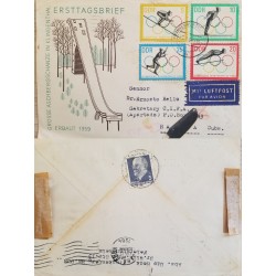 J) 1959 GERMANY, OLYMPIC GAMES, SKI, MULTIPLE STAMPS, REGISTERED, AIRMAIL, CIRCULATED COVER, FROM GERMANY TO HABANNA