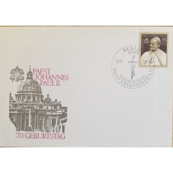 J) 1990 GERMANY, 70TH ANNIVERSARY OF POPE JOHN PAUL II, FDC