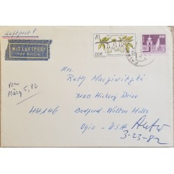 J) 1962 GERMANY, FLOWERS, MULTIPLE STAMPS, AIRMAIL, CIRCULATED COVER, FROM GERMANY TO OHIO