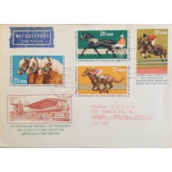 J) 1974 GERMANY, HORSES AND JINET, MULTIPLE STAMPS, AIRMAIL, CIRCULATED COVER, FROM GERMANY TO CANADA