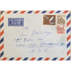 J) 1989 GERMNY, CHURCH, MULTIPLE STAMPS, AIRMAIL, CIRCULATED COVER, FROM GERMANY TO USA