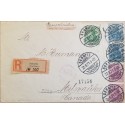J) 1921 GERMANY, MARIANNE, REGISTERED, MULTIPLE STAMPS, AIRMAIL, CIRCULATED COVER, FROM GERMANY TO CANADA
