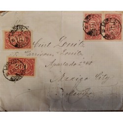 J) 1923 GERMANY, NUMERAL, MULTIPLE STAMPS, CIRCULATED COVER, FROM GERMANY TO MEXICO