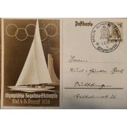 J) 1936 GERMANY, BELL, POSTCARD, POSTAL STATIONARY, OLYMPIC GAMES, CIRCULATED, COVER, FROM GERMANY