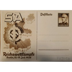 J) 1938 GERMANY, SOLDIER, POSTCARD, POSTAL STATIONARY, XF