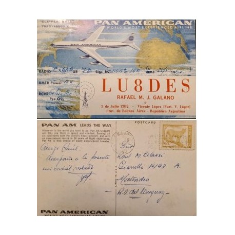 A) 1960 ARGENTINA, COUGAR, NATURAL WEALTH, POSTCARD, SENT FROM BUENOS AIRES TO URUGUAY, WITH CANCELLATION SLOGAN