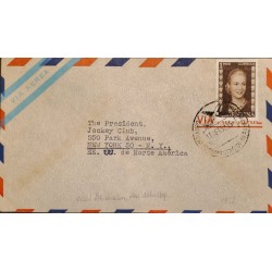 A) 1952 ARGENTINA, EVA PERON, ENVELOPE SENT BY AIR MAIL TO NEW YORK, XF