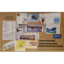 J) 1953 GERMANY, LANDSCAPE, FREDRICH HOBBEL, REGISTERED,MULTIPLE STAMPS, AIRMAIL, CIRCULATED COVER, FROM GERMANY TO USA