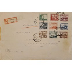J) 1943 GERMANY, BOAT, MULTIPLE STAMPS, AITRMAIL, CIRCULATED COVER, FROM GERMANY TO MICHIGAN