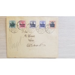 J) 1902 GERMANY, GERMANIA, WITH OVERPRINT IN BLACK, MULTIPLE STAMPS, AIRMAIL, CIRCULATED COVER, FROM GERMANY TO VICTORIA