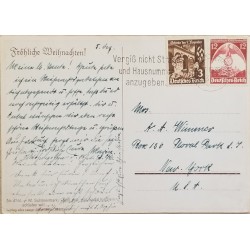 J) 1945 GERMANY, NAZI, EAGLE, POSTCARD, POSTAL STATIONARY, AIRMAIL, CIRCULATED COVER, FROM GERMANY TO NEW YORK
