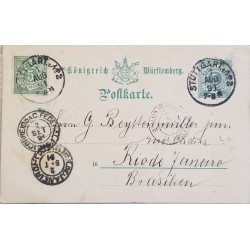 J) 1891 GERMANY, POSTCARD, POSTAL STATIONARY, CIRCULATED COVER, FROM GERMANY TO BRAZIL