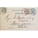 J) 1894 GERMANY, POSTCARD, POSTAL STATIONARY, NUMERAL 5 CENTS GREEN, MULTIPLE STAMPS, CIRCULATED COVER
