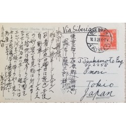 J) 1928 GERMANY, PRESIDENT, POSTCARD, CIRCULATED COVER, FROM GERMANY TO JAPAN, VIA SIBERIA