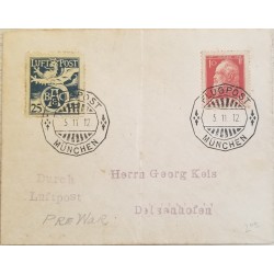 J) 1911 GERMANY, SHIELD, MULTIPLE STAMPS, CIRCULATED COVER, FROM GERMANY TO DEISENHOFEN