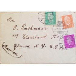 J) 1932 GERMANY, PRESIDENT, MULTIPLE STAMPS, AIRMAIL, CIRCULATED COVER, FROM GERMANY TO NEW YORK