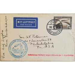 J) 1929 GERMANY, ZEPELLIN, AIRMAIL, CIRCULATED COVER, FROM GERMANY TO USA