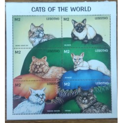 SL) LESOTO, CATS, DOMESTIC ANIMALS, SOUVENIR SHEET, MNH