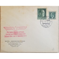 J) 1938 GERMANY, HITLER, MULTIPLE STAMPS, MULTIPLE CANCELLATION, AIRMAIL, CIRCULATED COVER, FROM GERMANY