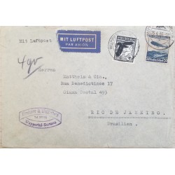 J) 1936 GERMANY, DOVE, NAZI, MULTIPLE STAMPS, AIRMAIL, CIRCULATED COVER, FROM GERMANY TO RIO DE JANEIRO