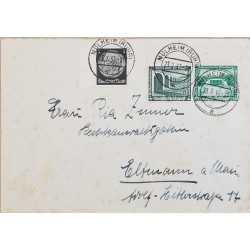 J) 1937 GERMANY, CHURCH, BUILDING, MULTIPLE STAMPS, AIRMAIL, CIRCULATED COVER, FROM GERMANY