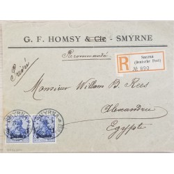J) 1952 GERMANY, GERMANIA PAIR, REGISTERED, AIRMAIL, CIRCULATED COVER, FROM GERMANY TO LIBANO