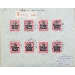 J) 1963 GERMANY, GERMANIA, REGISTERED, MULTIPLE STAMPS, OCUPATION IN BELGIUM, AIRMAIL, CIRCULATED COVER