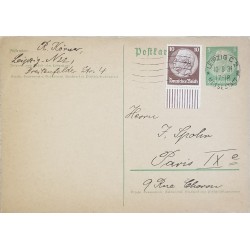 J) 1934 GERMANY, PRESIDENT, POSTCARD, AIRMAIL, CIRCULATED COVER, FROM GERMANY TO PARIS