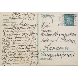 J) 1921 GERMANY, POSTCARD, POSTAL STATIONARY, AIRMAIL, CIRCULATED COVER, FROM GERMANY TO HANNOVER
