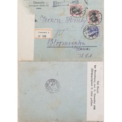 J) 1923 GERMANY, GERMANIA, OPEN BY EXAMINER, METTER STAMPS, REGISTERED, MULTIPLE STAMPS, AIRMAIL