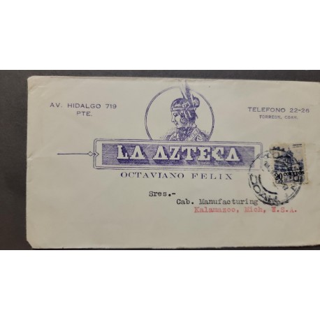 SL) 1952 MEXICO, CATHEDRAL DE PUEBLA, LA AZTECA, OCTAVINO FELIX, FROM COAHUILA TO MICHIGAN